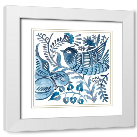 Indigo Ornament III White Modern Wood Framed Art Print with Double Matting by Zarris, Chariklia