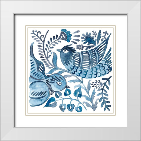 Indigo Ornament III White Modern Wood Framed Art Print with Double Matting by Zarris, Chariklia