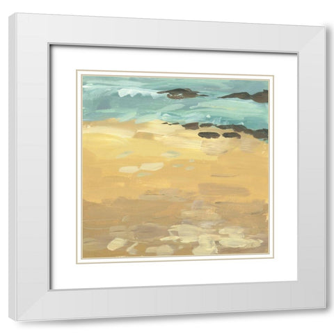 Wave Impression I White Modern Wood Framed Art Print with Double Matting by Wang, Melissa