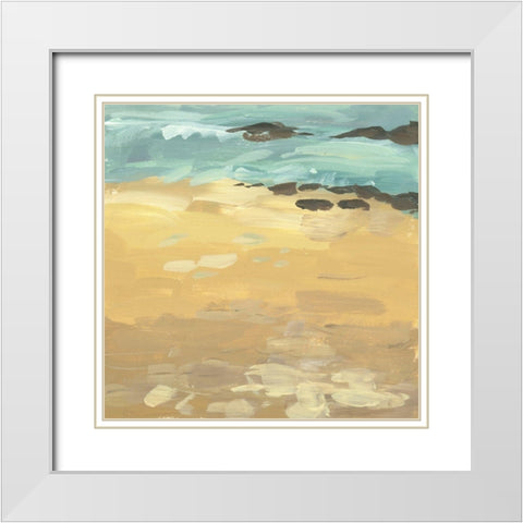 Wave Impression I White Modern Wood Framed Art Print with Double Matting by Wang, Melissa