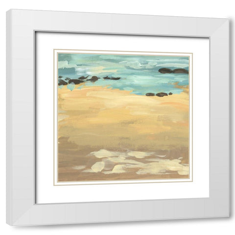 Wave Impression II White Modern Wood Framed Art Print with Double Matting by Wang, Melissa