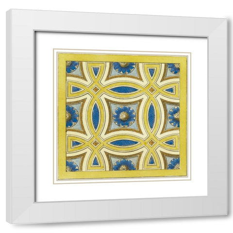 Florentine Tile I White Modern Wood Framed Art Print with Double Matting by Vision Studio