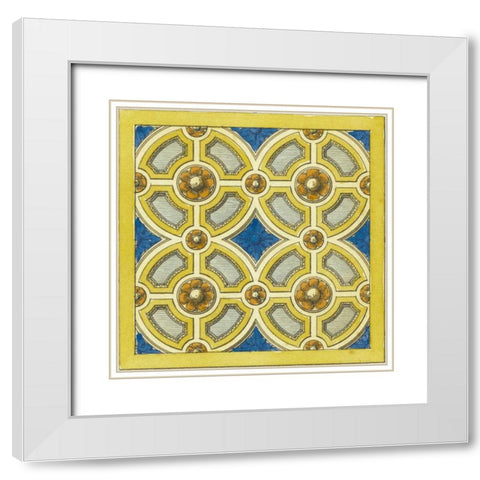 Florentine Tile II White Modern Wood Framed Art Print with Double Matting by Vision Studio