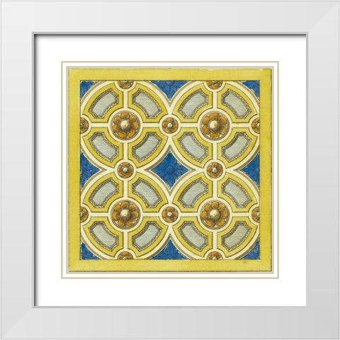 Florentine Tile II White Modern Wood Framed Art Print with Double Matting by Vision Studio