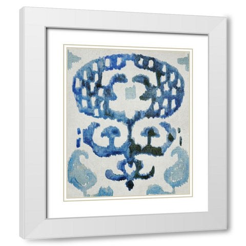 Sapphire Ikat I White Modern Wood Framed Art Print with Double Matting by Zarris, Chariklia