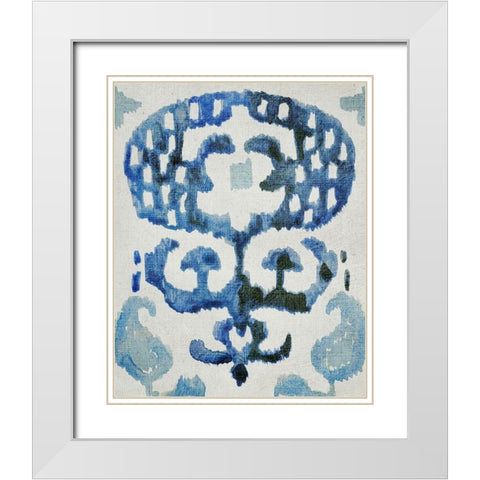 Sapphire Ikat I White Modern Wood Framed Art Print with Double Matting by Zarris, Chariklia