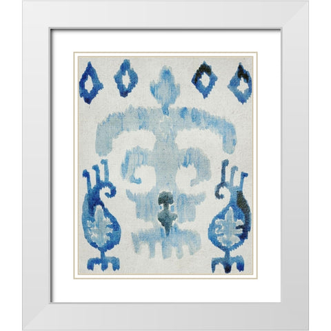 Sapphire Ikat III White Modern Wood Framed Art Print with Double Matting by Zarris, Chariklia