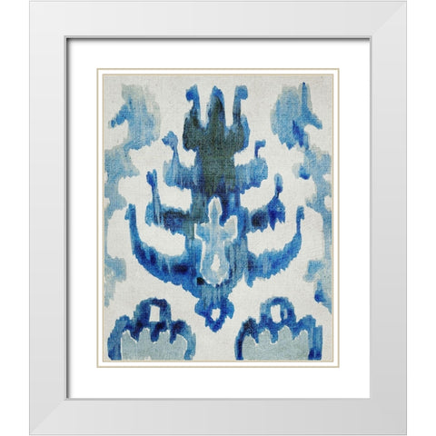 Sapphire Ikat IV White Modern Wood Framed Art Print with Double Matting by Zarris, Chariklia