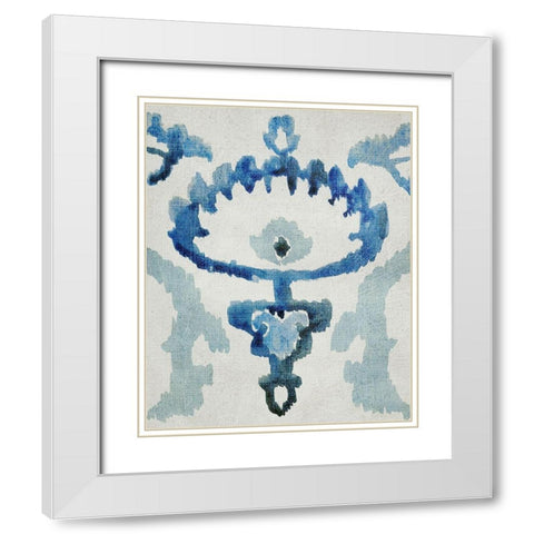 Sapphire Ikat VI White Modern Wood Framed Art Print with Double Matting by Zarris, Chariklia