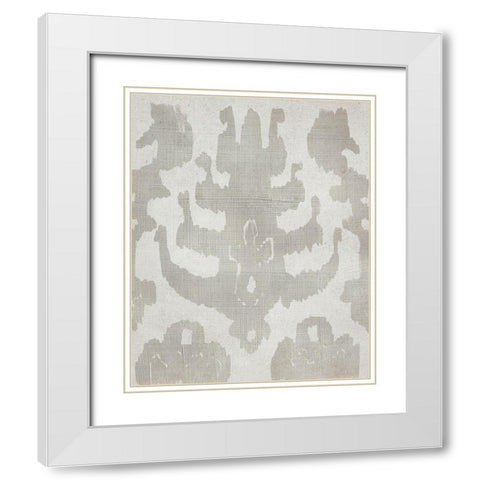 Shadow Ikat IV White Modern Wood Framed Art Print with Double Matting by Zarris, Chariklia