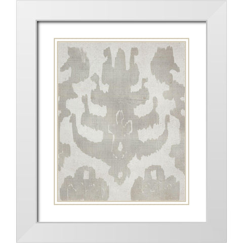 Shadow Ikat IV White Modern Wood Framed Art Print with Double Matting by Zarris, Chariklia