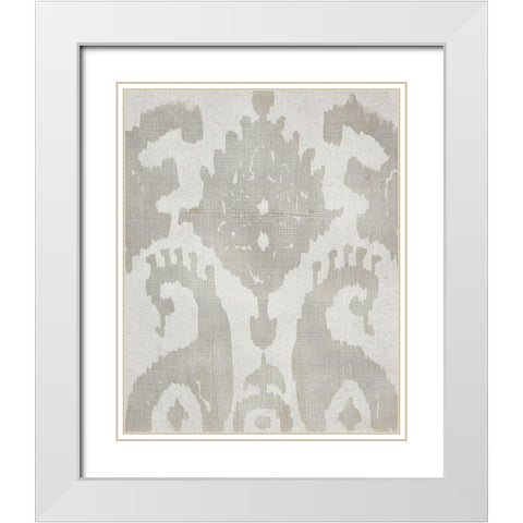 Shadow Ikat V White Modern Wood Framed Art Print with Double Matting by Zarris, Chariklia