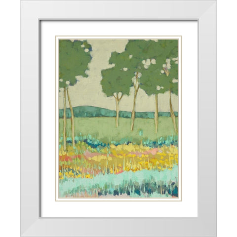 Tapestry Trees I White Modern Wood Framed Art Print with Double Matting by Zarris, Chariklia