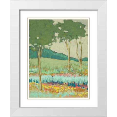 Tapestry Trees II White Modern Wood Framed Art Print with Double Matting by Zarris, Chariklia