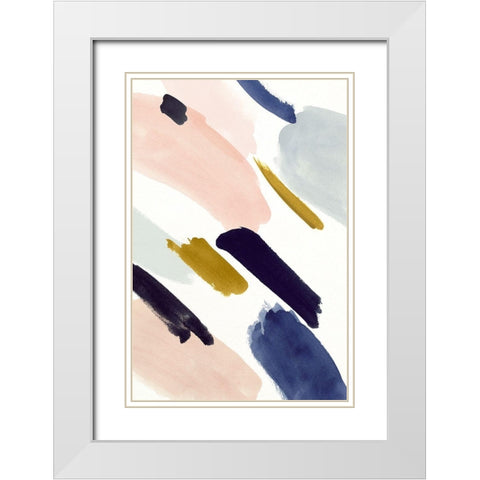 Brushmarks I White Modern Wood Framed Art Print with Double Matting by Borges, Victoria