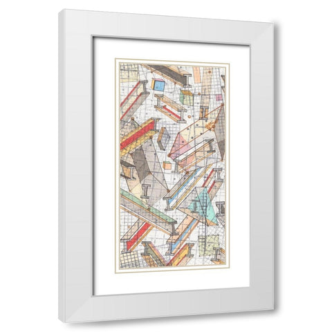 Funky Grid I White Modern Wood Framed Art Print with Double Matting by Galapon, Nikki