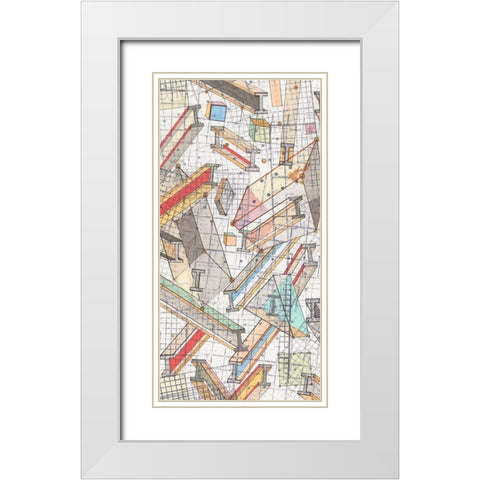 Funky Grid I White Modern Wood Framed Art Print with Double Matting by Galapon, Nikki