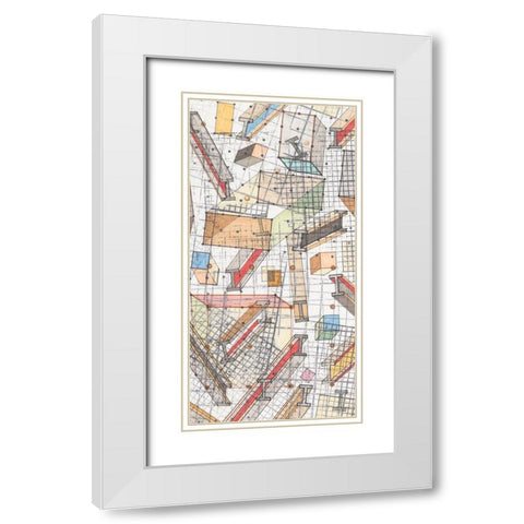 Funky Grid II White Modern Wood Framed Art Print with Double Matting by Galapon, Nikki
