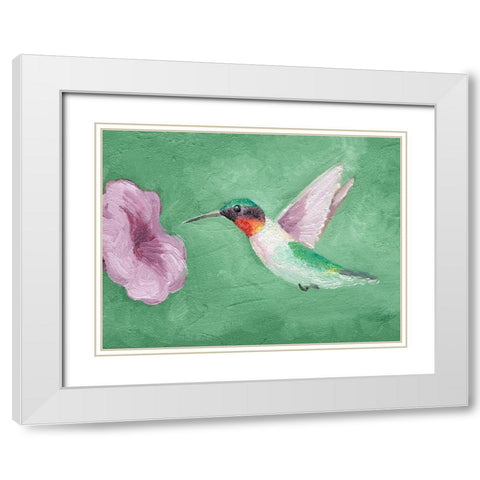 Fresco Hummingbird II White Modern Wood Framed Art Print with Double Matting by Ludwig, Alicia