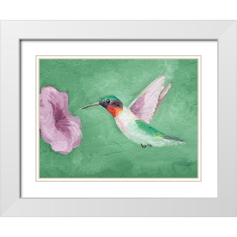 Fresco Hummingbird II White Modern Wood Framed Art Print with Double Matting by Ludwig, Alicia