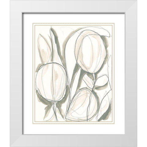 Neutral Tropical I White Modern Wood Framed Art Print with Double Matting by Vess, June Erica
