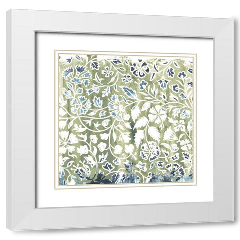 Flower Stone Tile I White Modern Wood Framed Art Print with Double Matting by Vess, June Erica