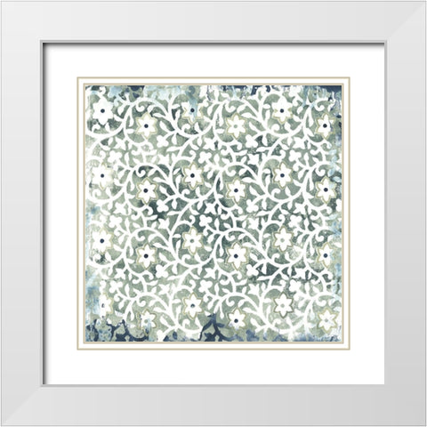 Flower Stone Tile III White Modern Wood Framed Art Print with Double Matting by Vess, June Erica