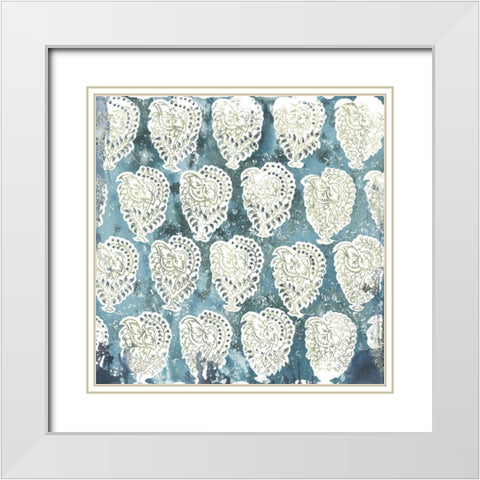 Flower Stone Tile IV White Modern Wood Framed Art Print with Double Matting by Vess, June Erica