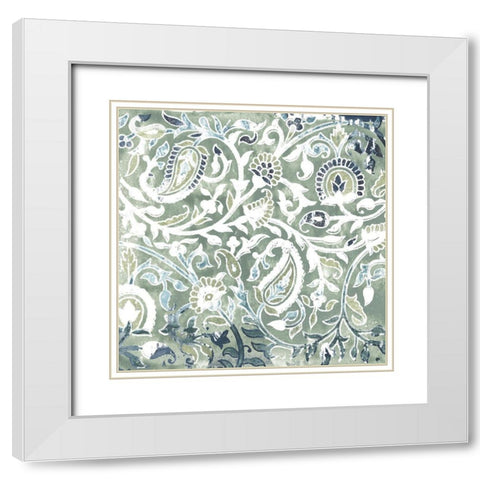 Flower Stone Tile V White Modern Wood Framed Art Print with Double Matting by Vess, June Erica