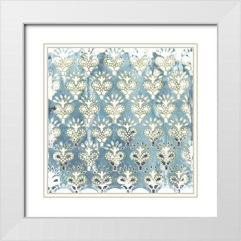 Flower Stone Tile VI White Modern Wood Framed Art Print with Double Matting by Vess, June Erica