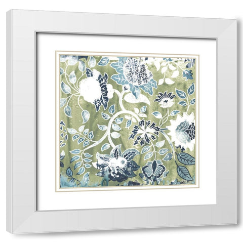 Flower Stone Tile IX White Modern Wood Framed Art Print with Double Matting by Vess, June Erica