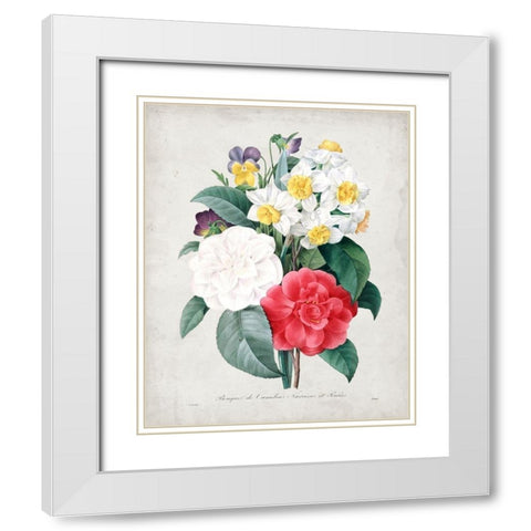 Redoute Bouquet III White Modern Wood Framed Art Print with Double Matting by Redoute, Pierre