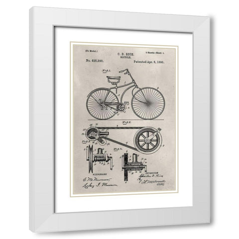 Patent--Bicycle White Modern Wood Framed Art Print with Double Matting by Ludwig, Alicia