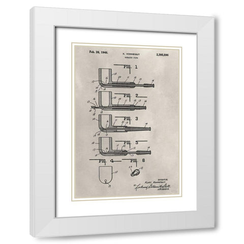Patent--Pipe White Modern Wood Framed Art Print with Double Matting by Ludwig, Alicia