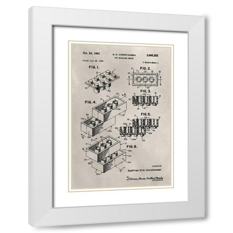 Patent--Lego White Modern Wood Framed Art Print with Double Matting by Ludwig, Alicia