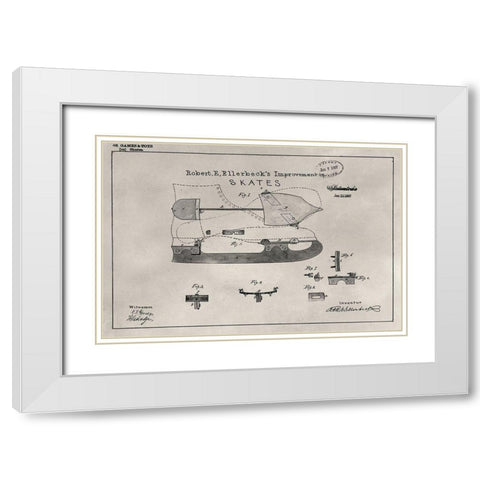 Patent--Skate White Modern Wood Framed Art Print with Double Matting by Ludwig, Alicia