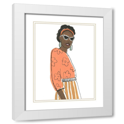 Fashion Vignette III White Modern Wood Framed Art Print with Double Matting by Vess, June Erica