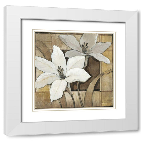 Non-Embellished Lilies II White Modern Wood Framed Art Print with Double Matting by OToole, Tim