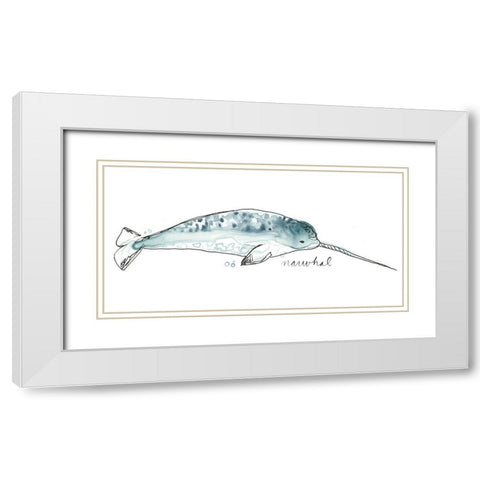 Cetacea Narwhal White Modern Wood Framed Art Print with Double Matting by Vess, June Erica