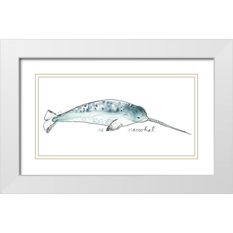 Cetacea Narwhal White Modern Wood Framed Art Print with Double Matting by Vess, June Erica