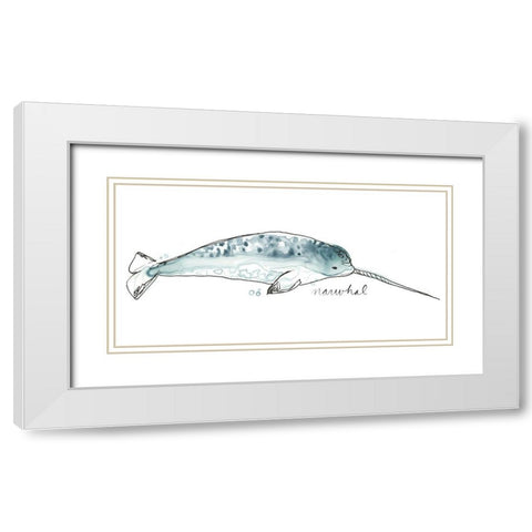 Cetacea Narwhal White Modern Wood Framed Art Print with Double Matting by Vess, June Erica