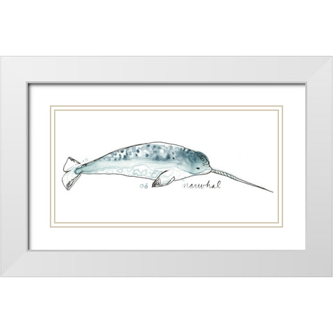 Cetacea Narwhal White Modern Wood Framed Art Print with Double Matting by Vess, June Erica