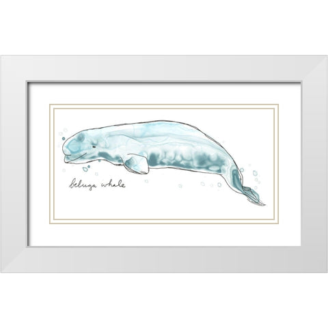 Cetacea Beluga Whale White Modern Wood Framed Art Print with Double Matting by Vess, June Erica