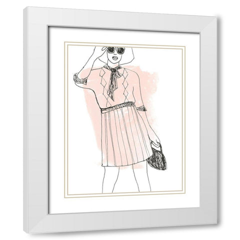Fashion Sketches I White Modern Wood Framed Art Print with Double Matting by Vess, June Erica