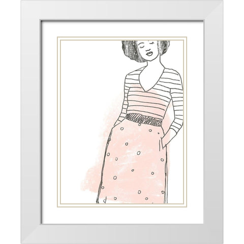 Fashion Sketches II White Modern Wood Framed Art Print with Double Matting by Vess, June Erica