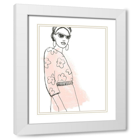 Fashion Sketches III White Modern Wood Framed Art Print with Double Matting by Vess, June Erica