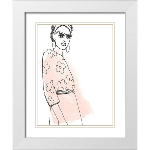 Fashion Sketches III White Modern Wood Framed Art Print with Double Matting by Vess, June Erica