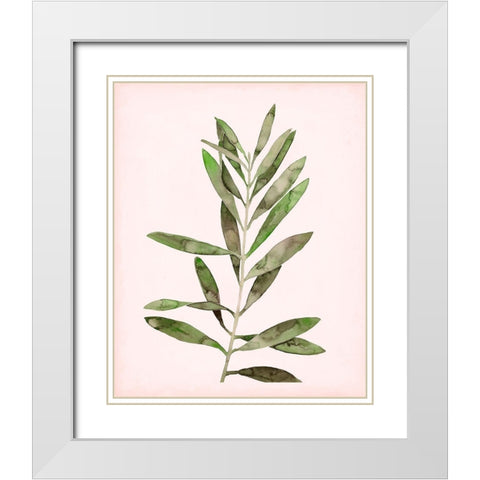Soft Pink Leaves I White Modern Wood Framed Art Print with Double Matting by Popp, Grace