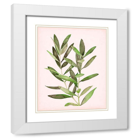 Soft Pink Leaves II White Modern Wood Framed Art Print with Double Matting by Popp, Grace
