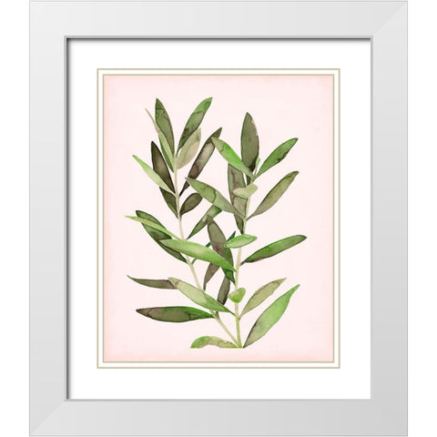 Soft Pink Leaves II White Modern Wood Framed Art Print with Double Matting by Popp, Grace